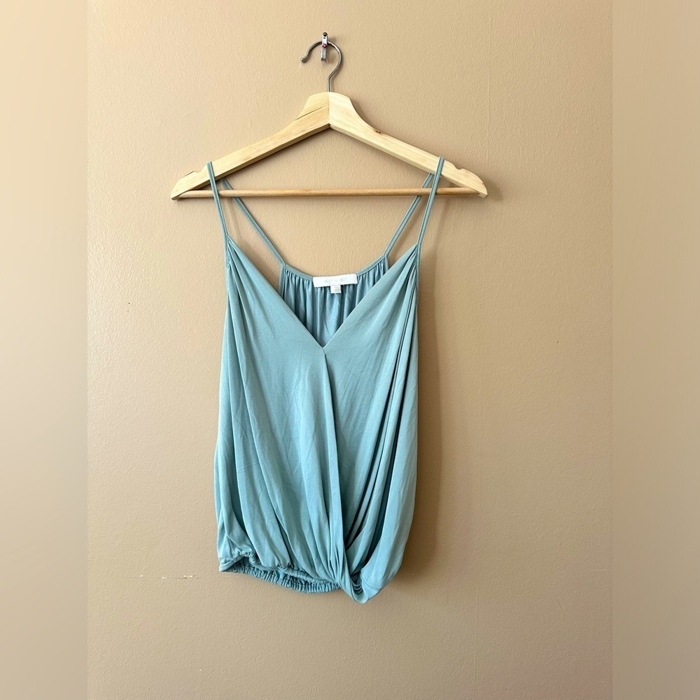 Eri + Ali Tank Top V neck Teal Aqua SZ XS Summer Spring Pastel Elastic